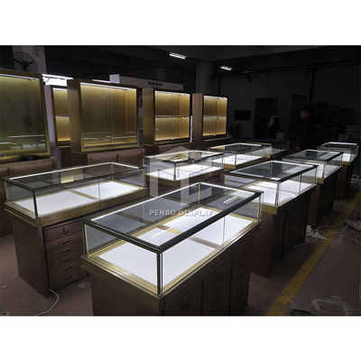 Tempered Glass 10mm Thick Jewelry Shop Furniture Glass Jewelry Display Case With Lock ODM