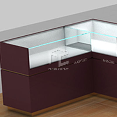 10mm Thick MDF Glass Watch Display Counter 120*62cm Glossy Plated
