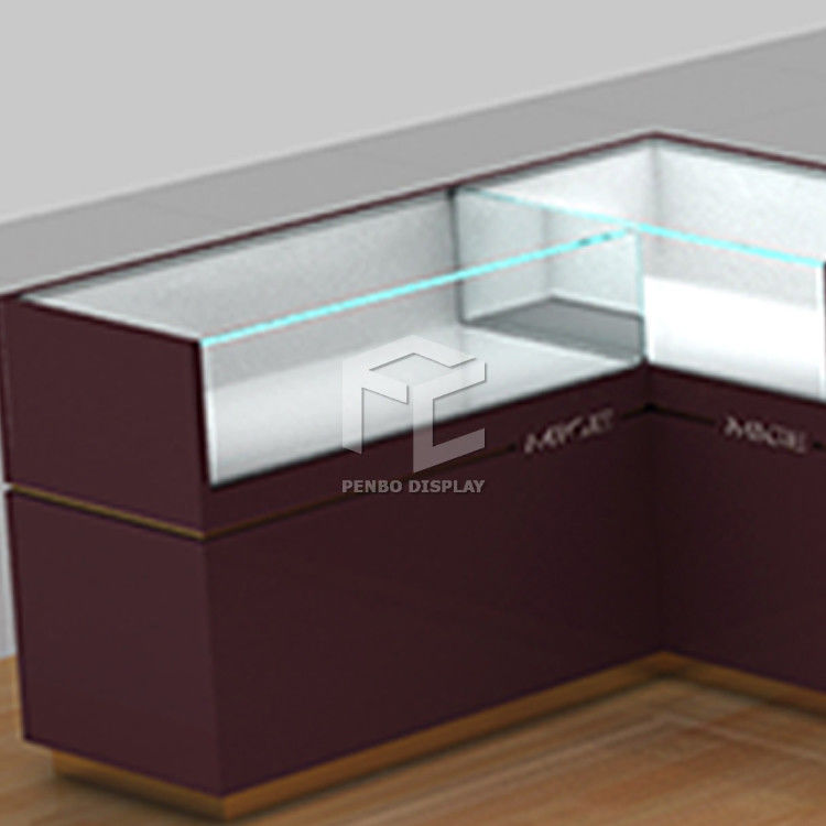 10mm Thick MDF Glass Watch Display Counter 120*62cm Glossy Plated